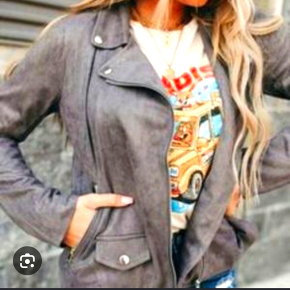 Hem & Thread Jackets & Blazers - Women's Gray Suede Jacket